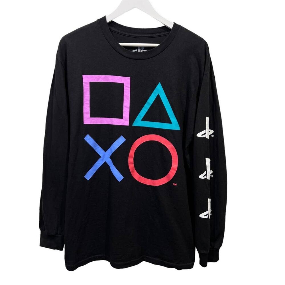 PlayStation PS Siea Controller Graphic Black Logo 100% Cotton T-Shirt Mens Mediu